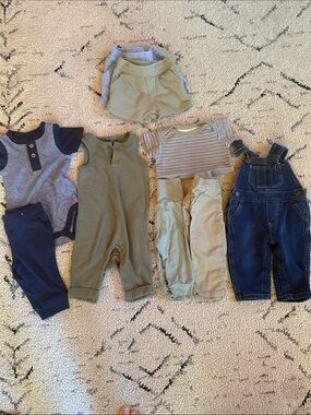 Kids Neutral & Navy Bottoms Bundle - Multi-Pack of Baby Pants & Shorts 10 items
